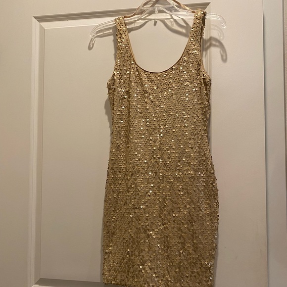 AS U WISH SEQUIN DRESS NWOT Size-S Gold - Picture 3 of 7